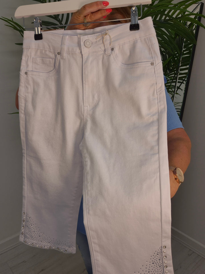 Crystal & Pearl Pedal Pusher Shorts - White (choose your Size)