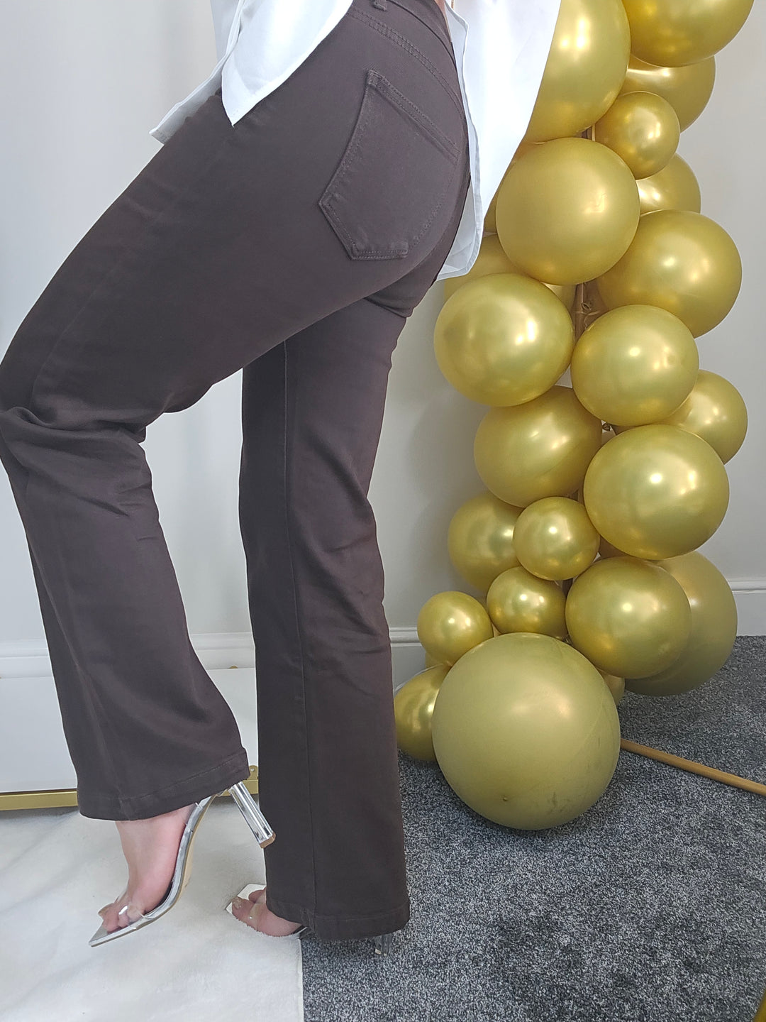 Grace Wide Leg Jeans (G Smack) - Chocolate (choose your Size)