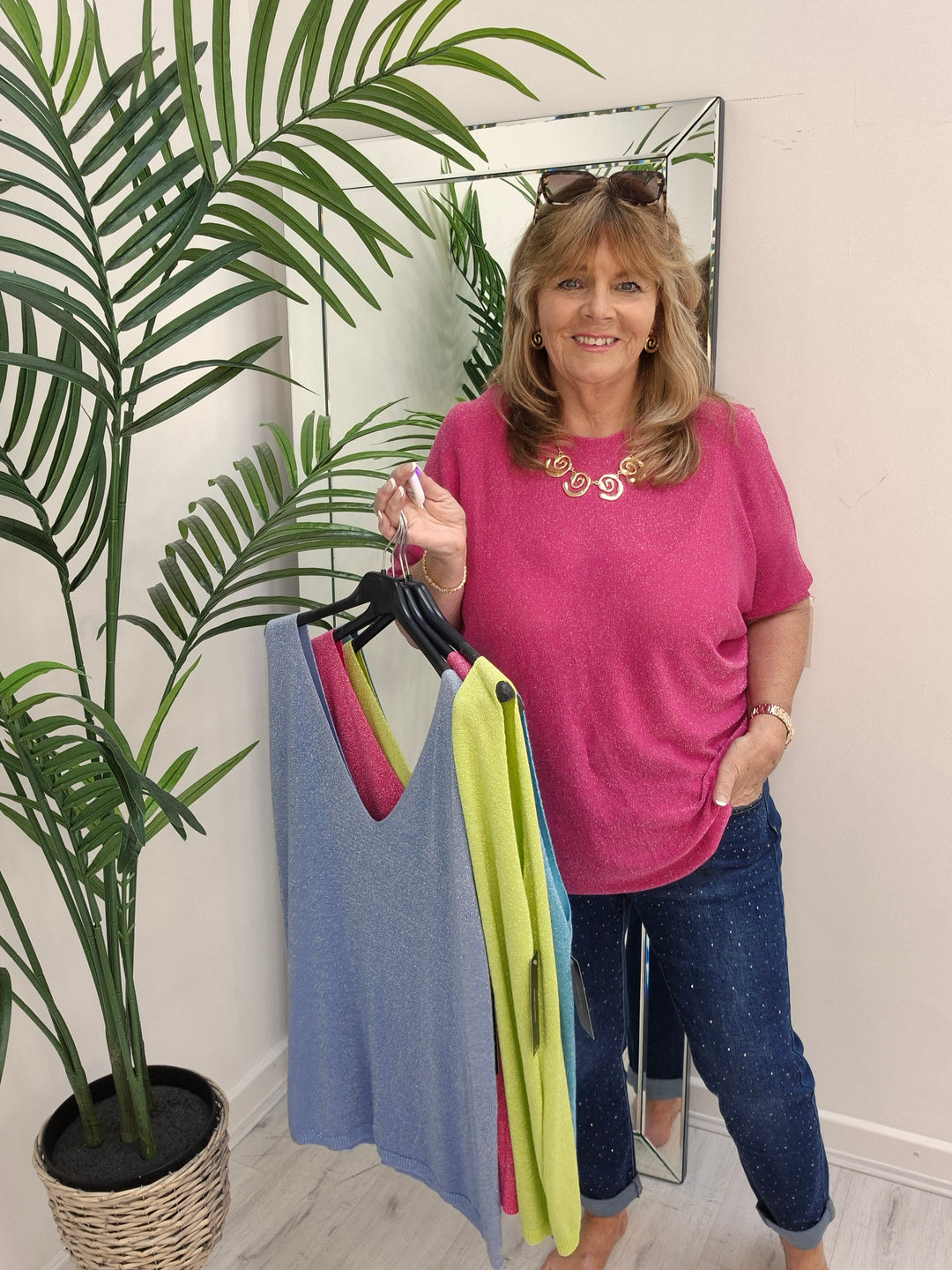 Sheena Shimmer Top Sleeveless - (choose your Colour) (Loose Fit)