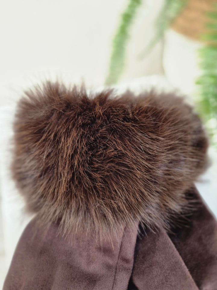 Oslo Gloves with Faux Fur - Chocolate