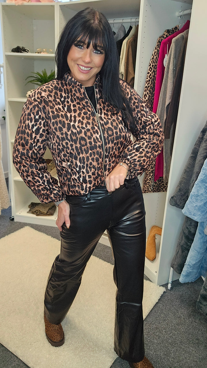 Wide Leg PU Coated Jeans - (choose your Size)