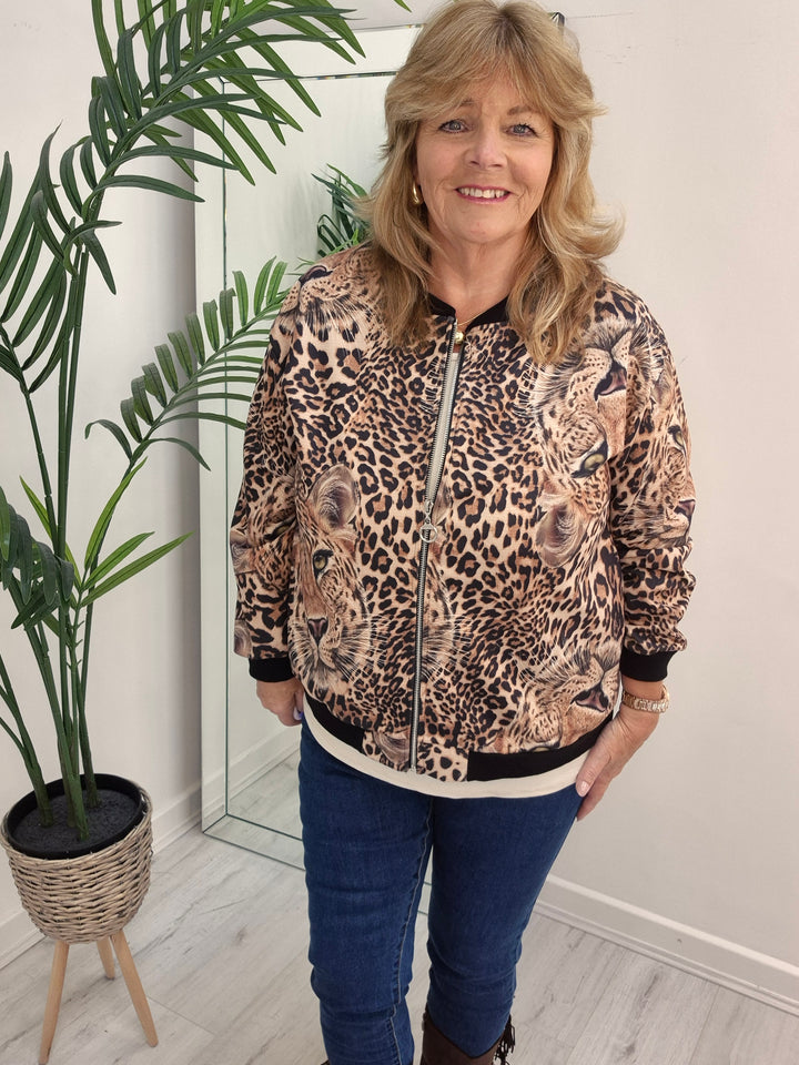 Diva Bomber Jacket - choose your Design (Oversized - fits 14 to Size 20) - Leopard Print