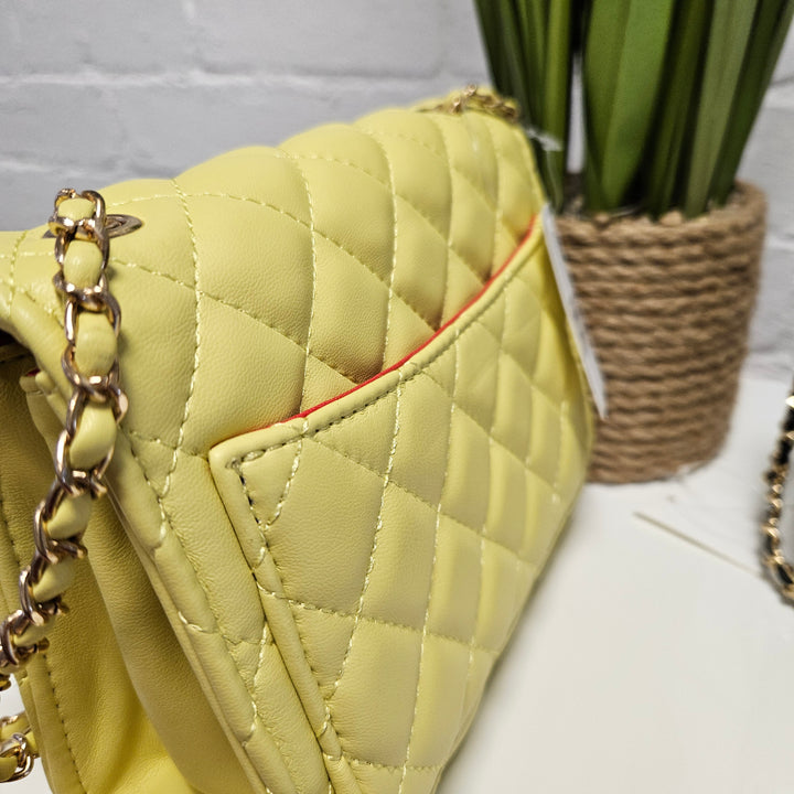 Coco Quilted Clasp Bag - Lemon