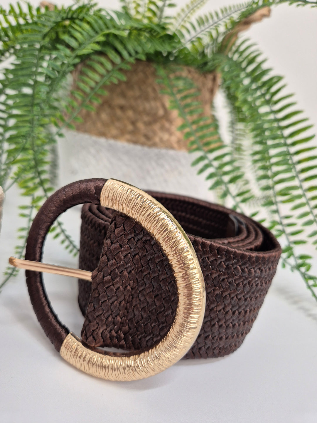 Stretchy Faux Leather Woven Buckle Belt (choose your Colour) - One Size, fits from Size 12 to Size 18