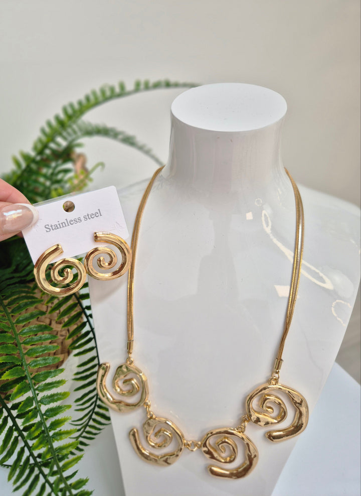 Swirl Earrings - Gold Tone (Pierced)