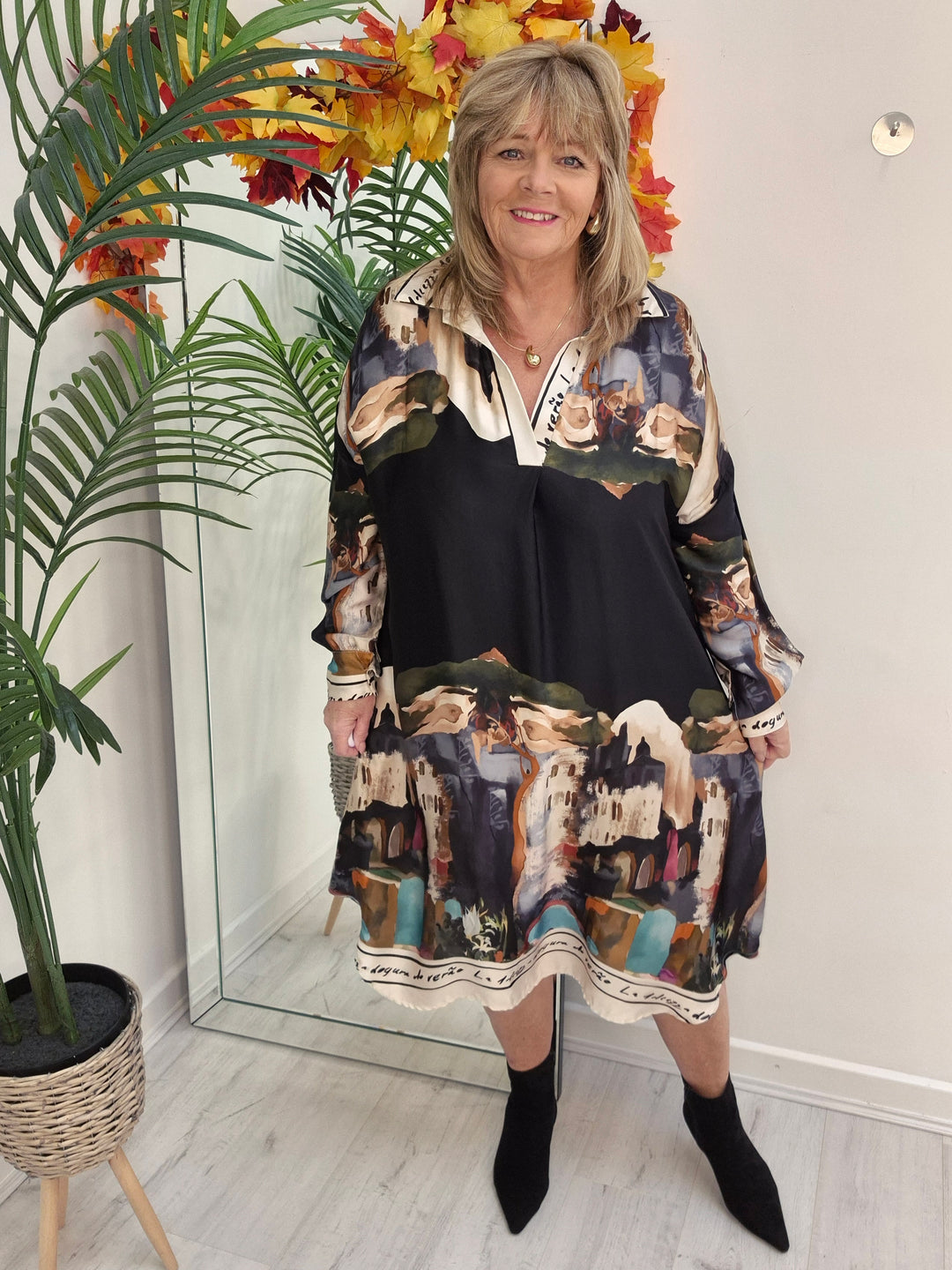 Amalfi Silk Dress - Black - (One Size - fitting from Size 14 to Size 20)