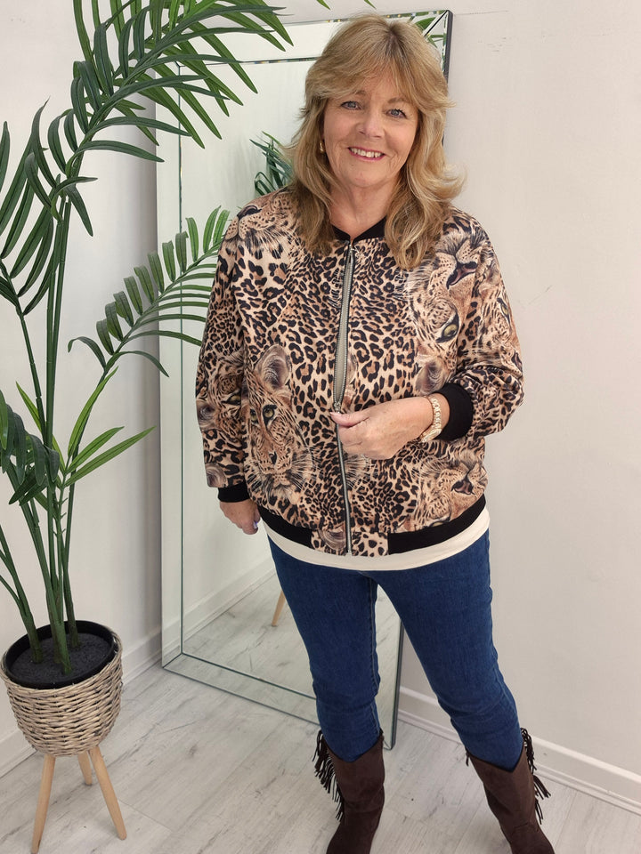 Diva Bomber Jacket - choose your Design (Oversized - fits 14 to Size 20) - Leopard Print
