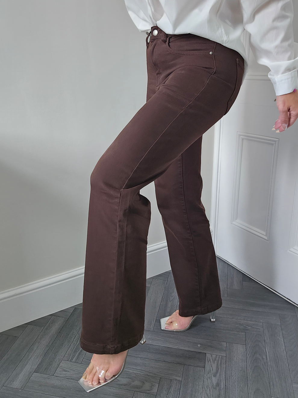 My Tina's Premium Wide Leg Jeans  - Chocolate (choose your Size)