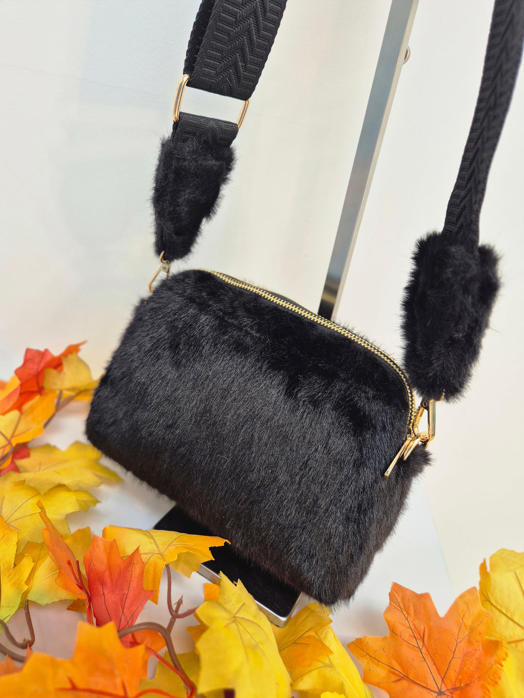 Oslo Faux Fur Bag - Black