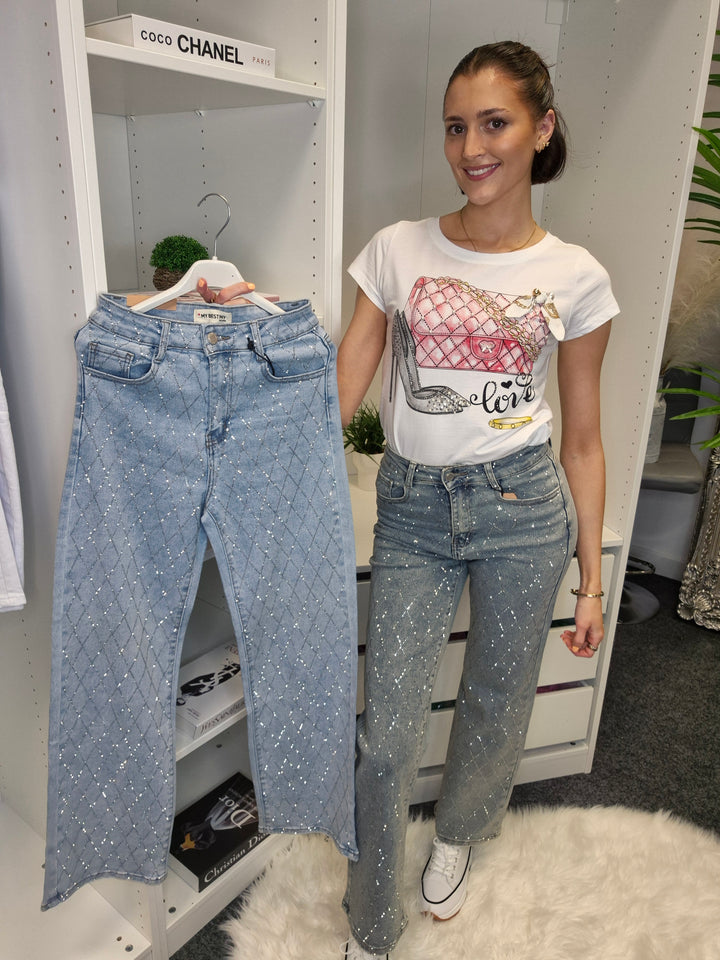 Kelly Diamante/Crystal Jeans - Blue (choose your Size)