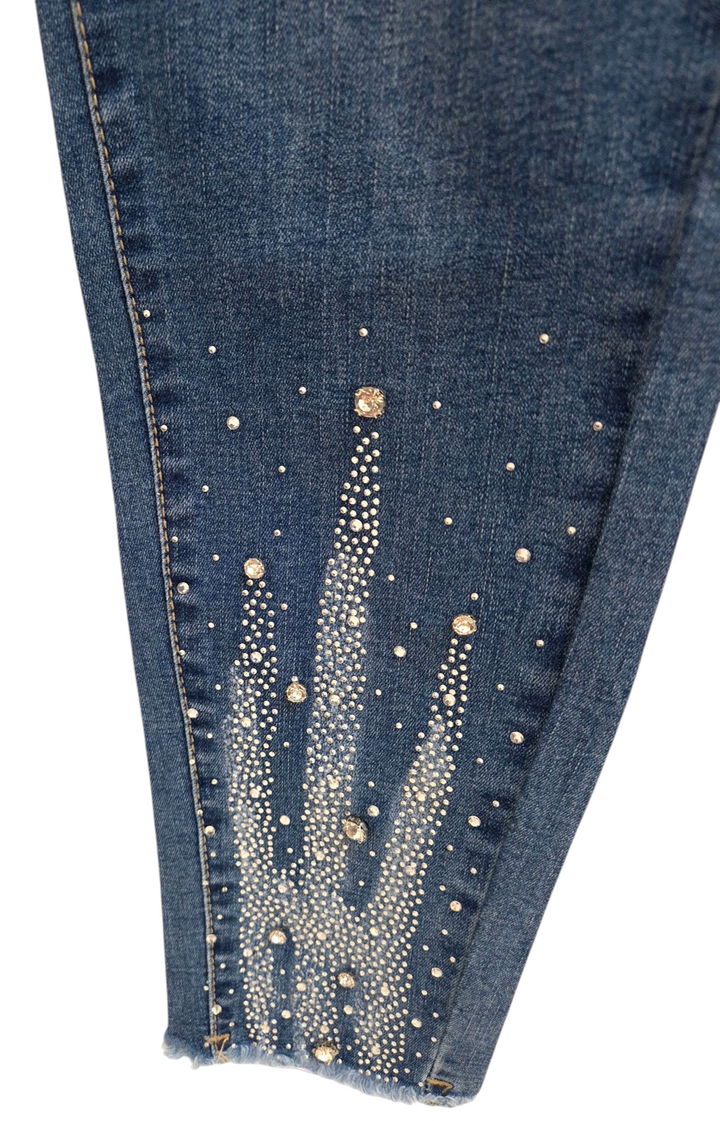 Crystal & Diamante Ankle Grazer Jeans - (choose your Size)