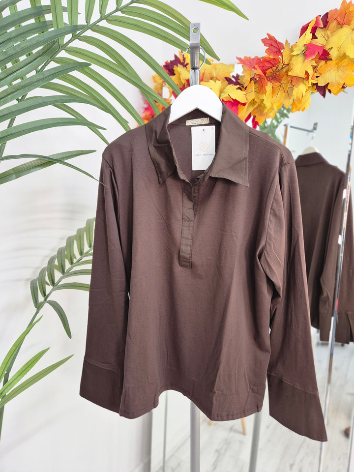 Lisa Layering Shirt (Stretch) - One Size - fits up to Size 18/20 - Chocolate