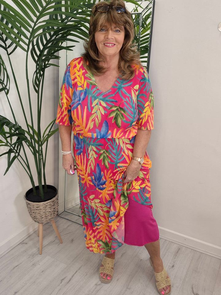 Palm Midi Dress  - (choose your Size & Colour)