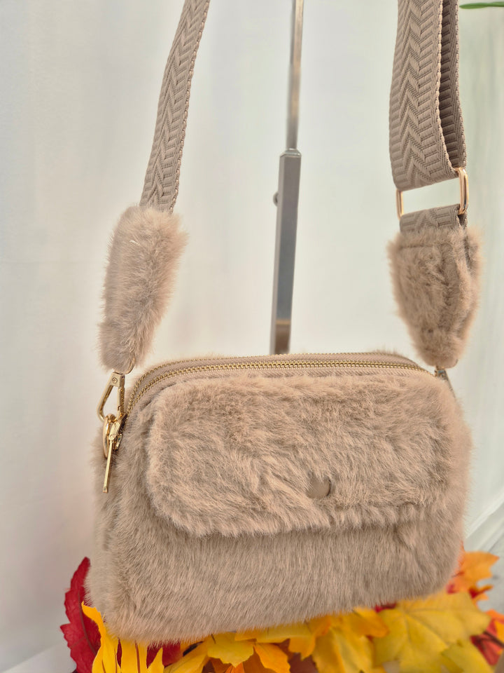 Oslo Faux Fur Bag - Beige