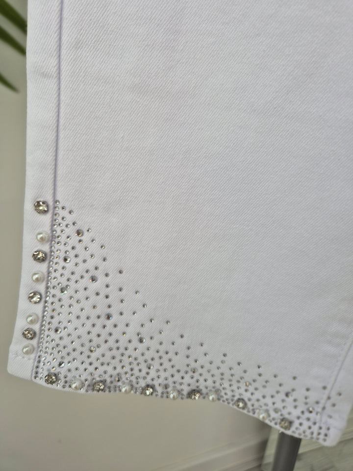 Crystal & Pearl Pedal Pusher Shorts - White (choose your Size)