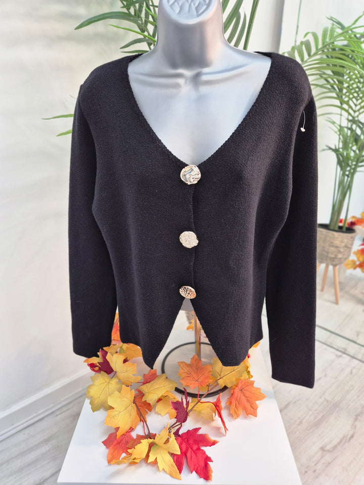 Brooke Buttoned Cardigan - Black (One Size)