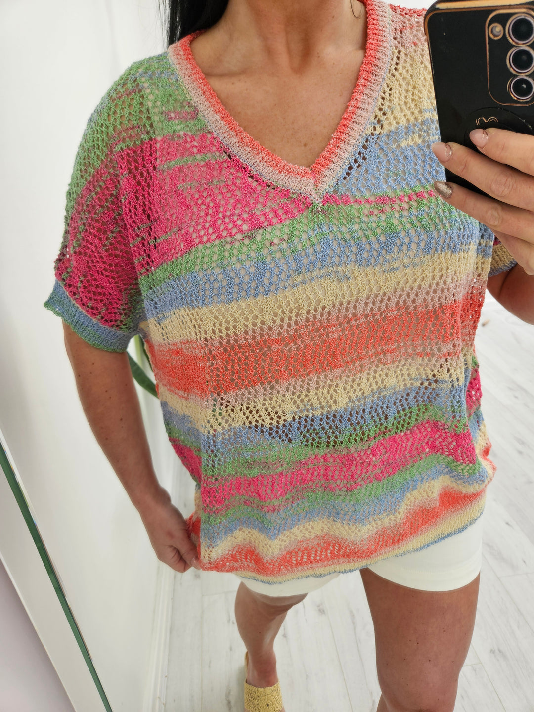 Jessie Fine Knit Jumper, Gold Metallic Thread - Multi