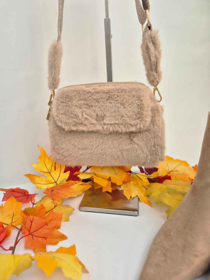 Oslo Faux Fur Bag - Beige