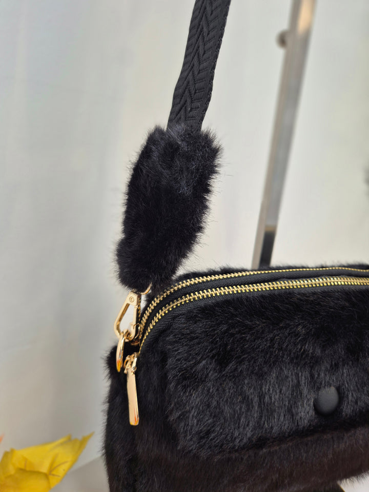 Oslo Faux Fur Bag - Black