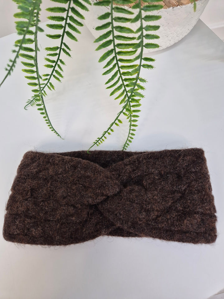 Cable Knit Headband - Chocolate