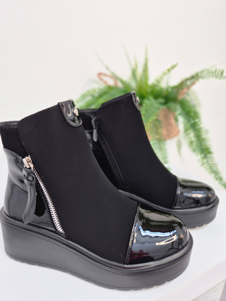 Chrissy Chunky Flatform Ankle Boots - Black (choose your Size)