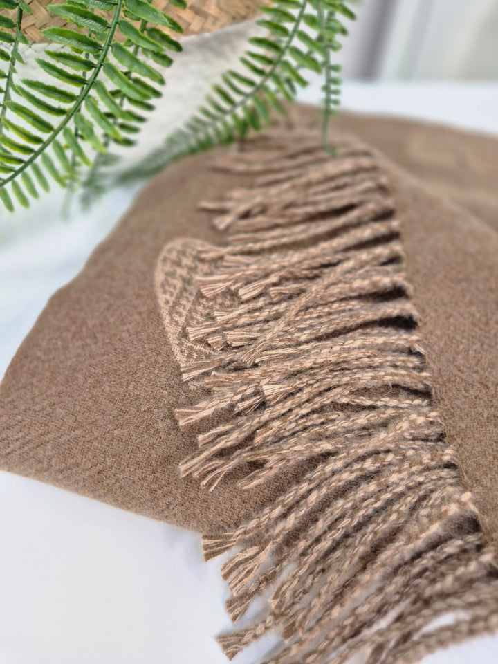 Hearts Oversized Scarf with Fringing - Chocolate