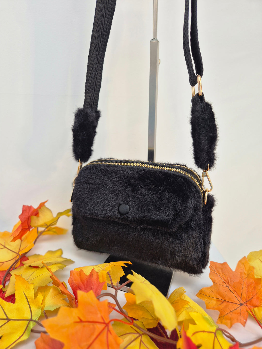 Oslo Faux Fur Bag - Black