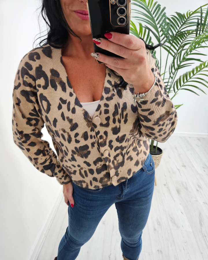 Lucia Leopard Shimmer Cardigan -  (choose your Colour)