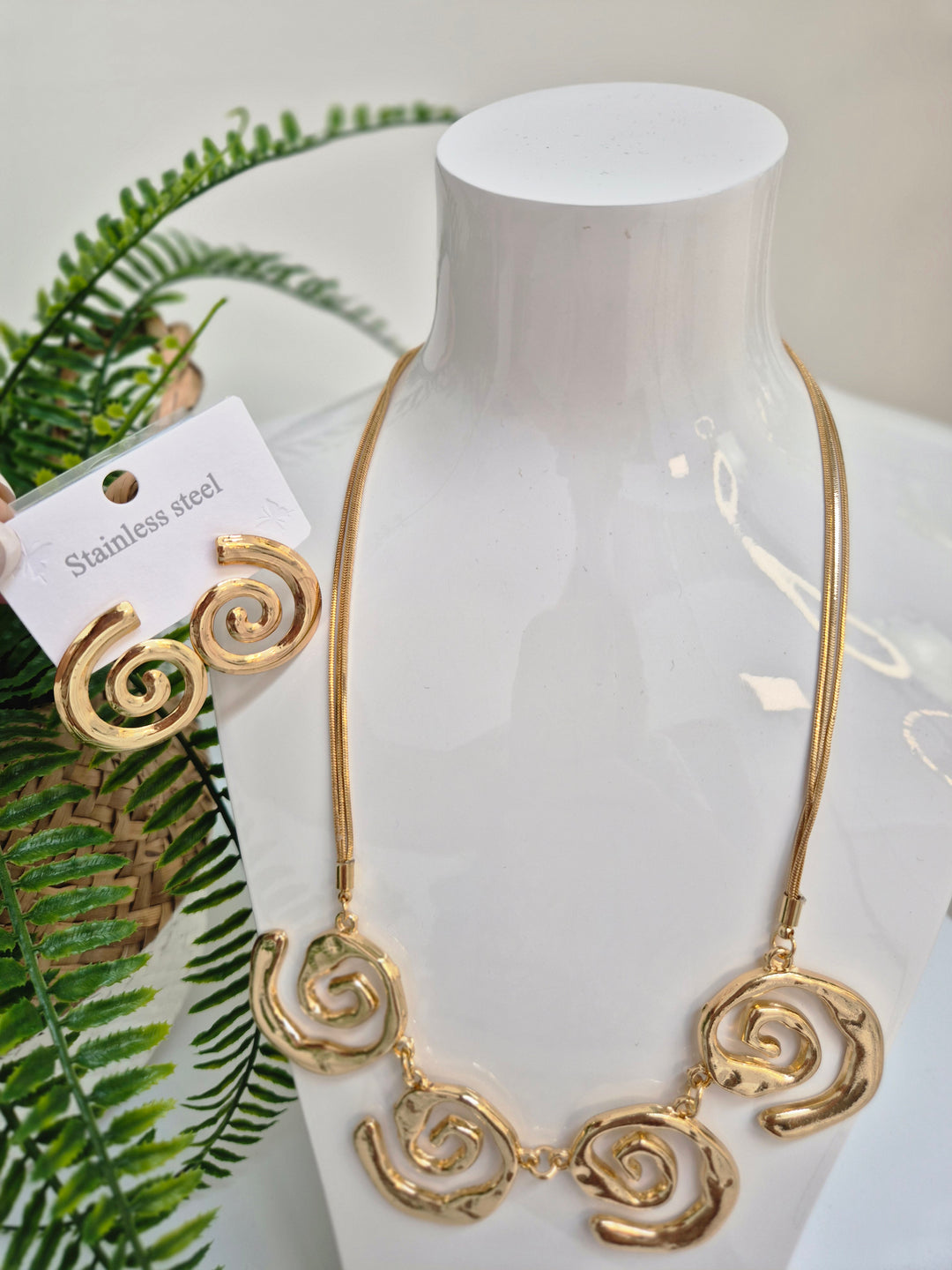 Swirl Earrings - Gold Tone (Pierced)