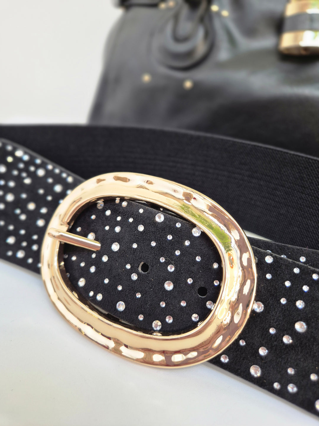 Stretchy Crystal Belt - Black - (One Size, fits from Size 8 to Size 16)