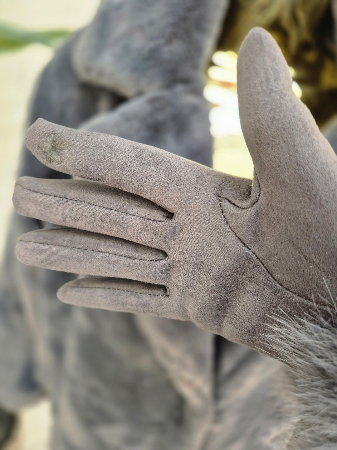 Oslo Gloves with Faux Fur - Charcoal Grey