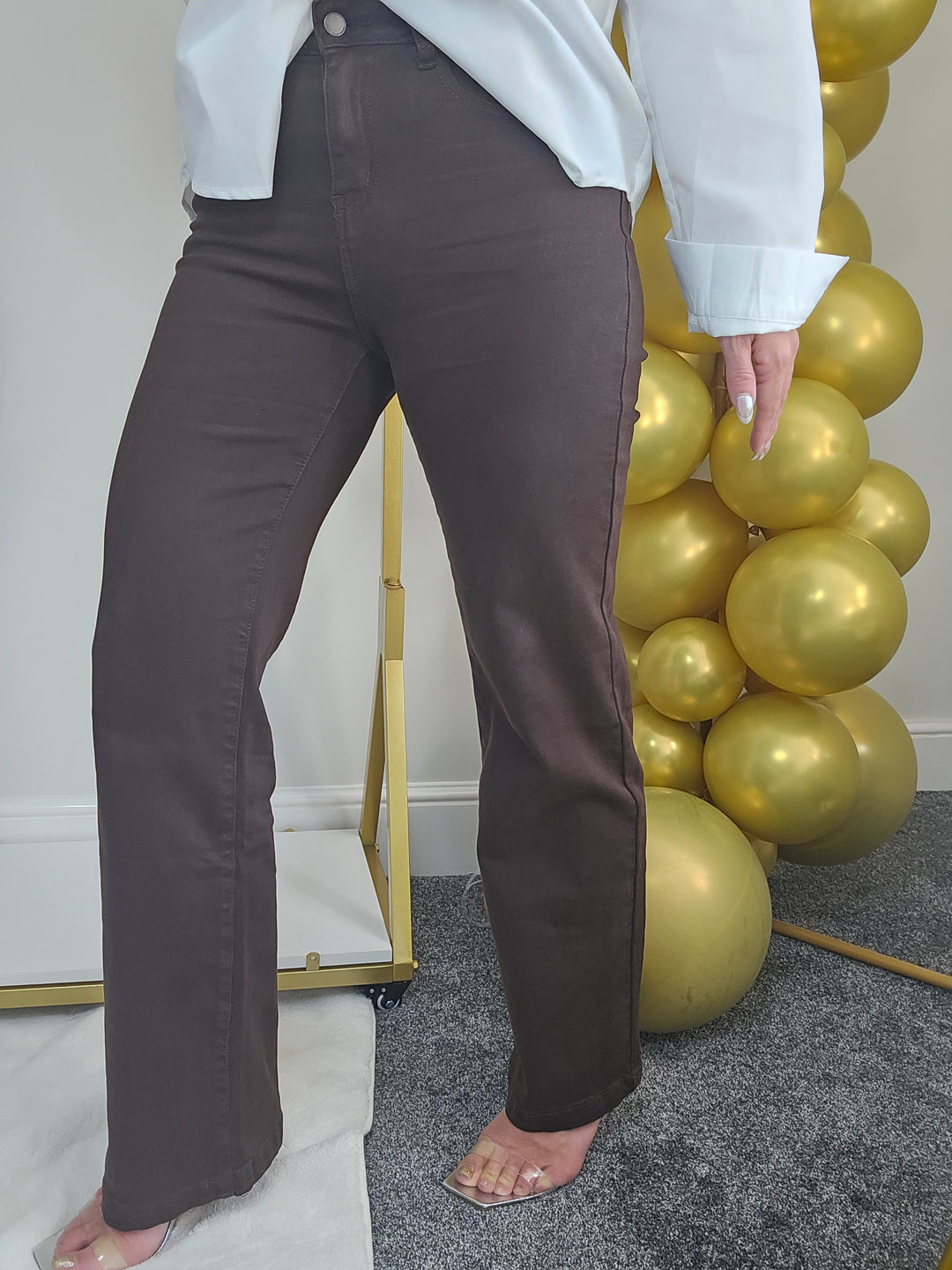 Grace Wide Leg Jeans (G Smack) - Chocolate (choose your Size)