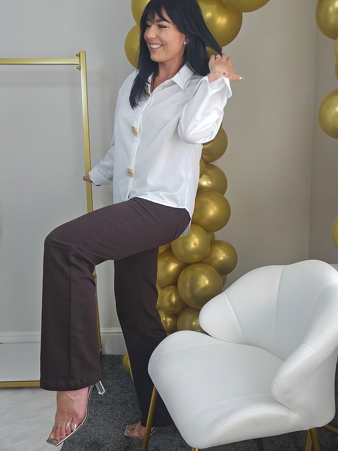 Grace Wide Leg Jeans (G Smack) - Chocolate (choose your Size)