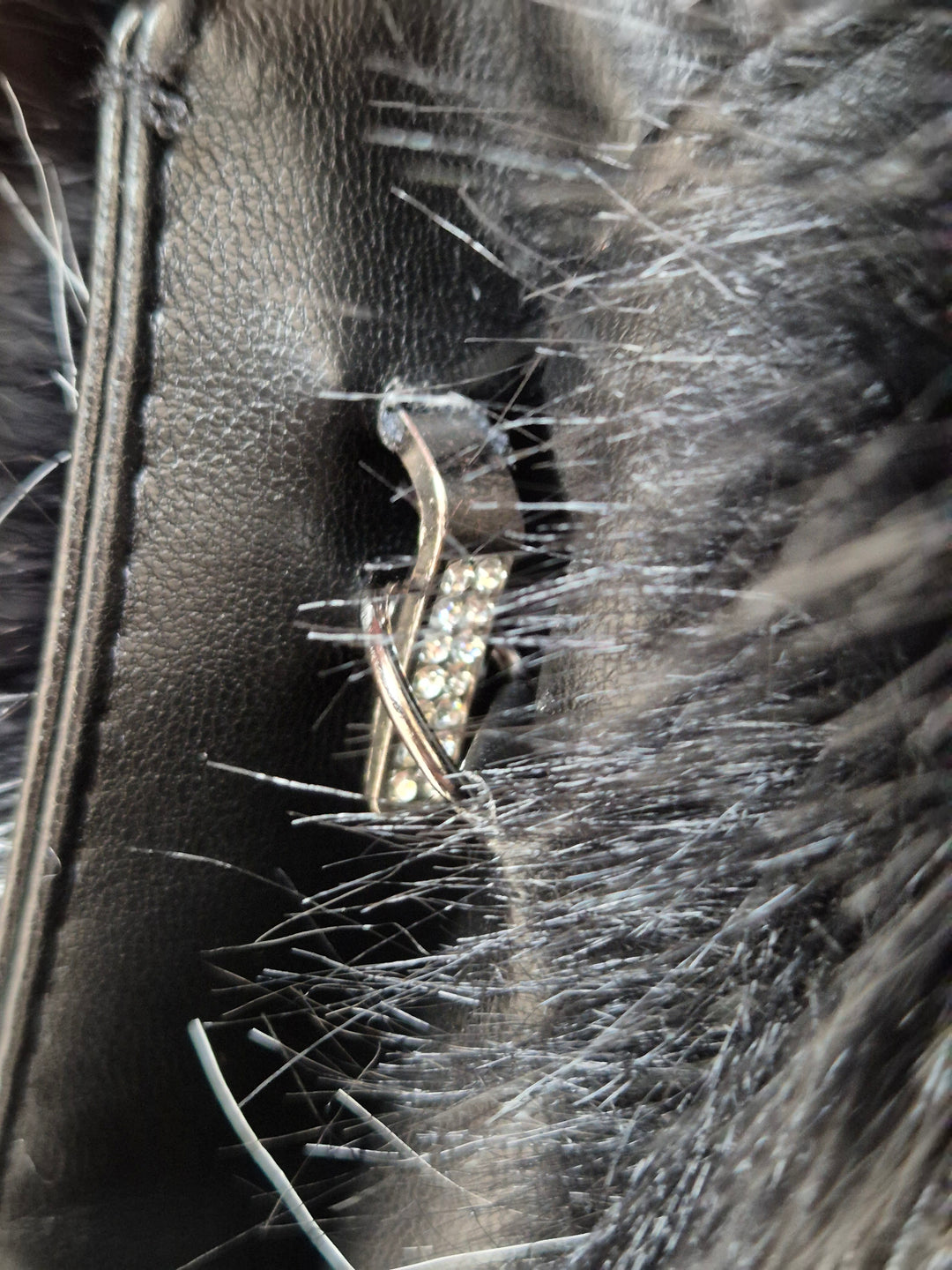 Oslo Faux Fur Two Tone Gilet with Crystal Fastenings - Black (One Size - fits up to Size 10 up to Size 16)