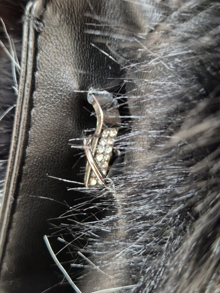 Oslo Faux Fur Two Tone Gilet with Crystal Fastenings - Black (One Size - fits up to Size 10 up to Size 16)