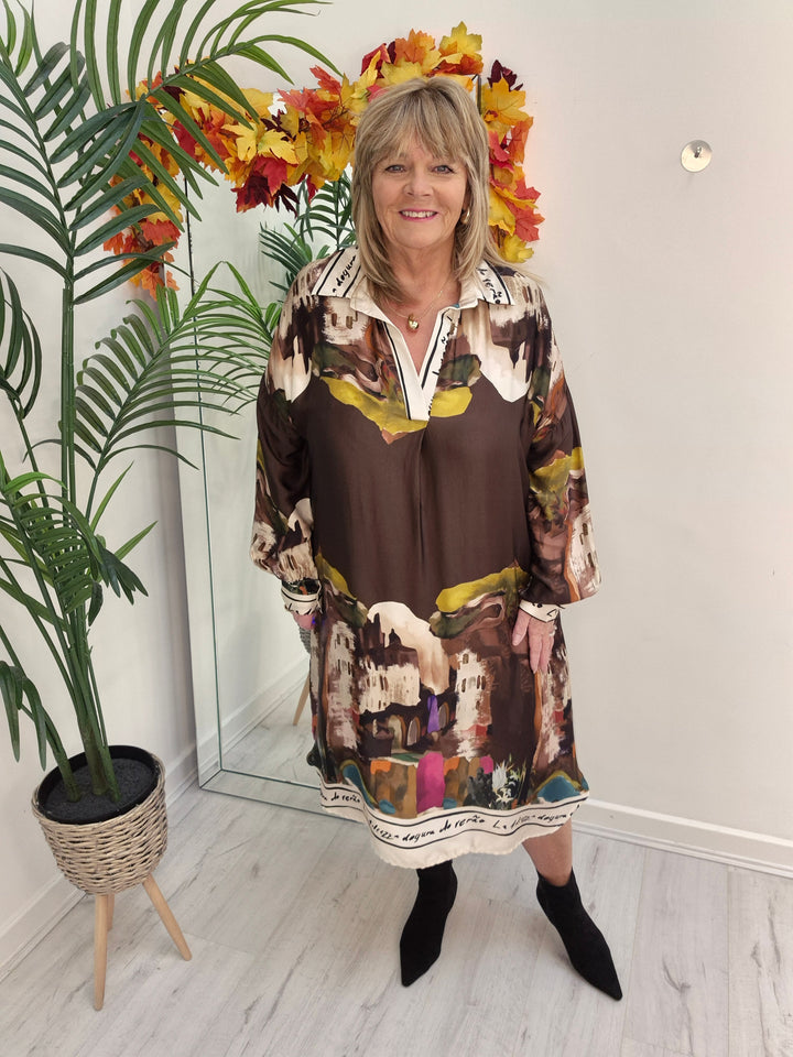 Amalfi Silk Dress - Chocolate - (One Size - fitting from Size 14 to Size 20)