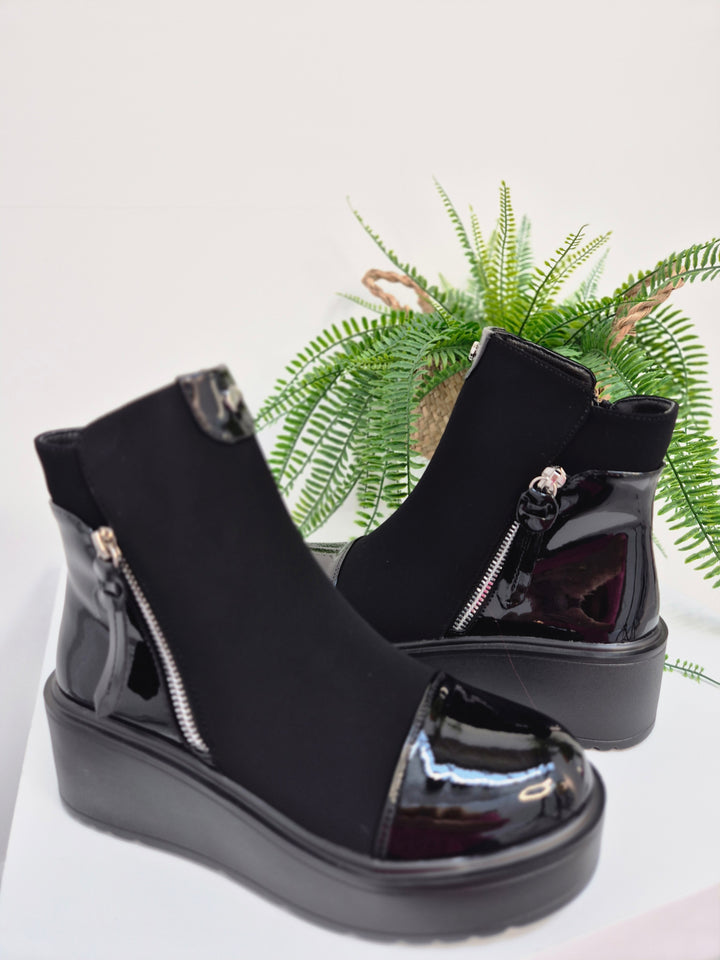 Chrissy Chunky Flatform Ankle Boots - Black (choose your Size)