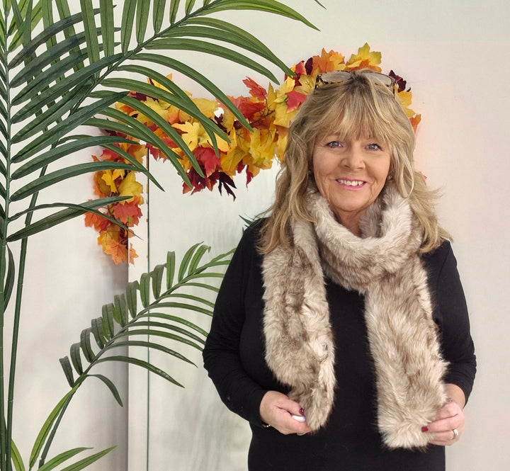 Oslo Faux Fur Long Scarf - Cappuccino
