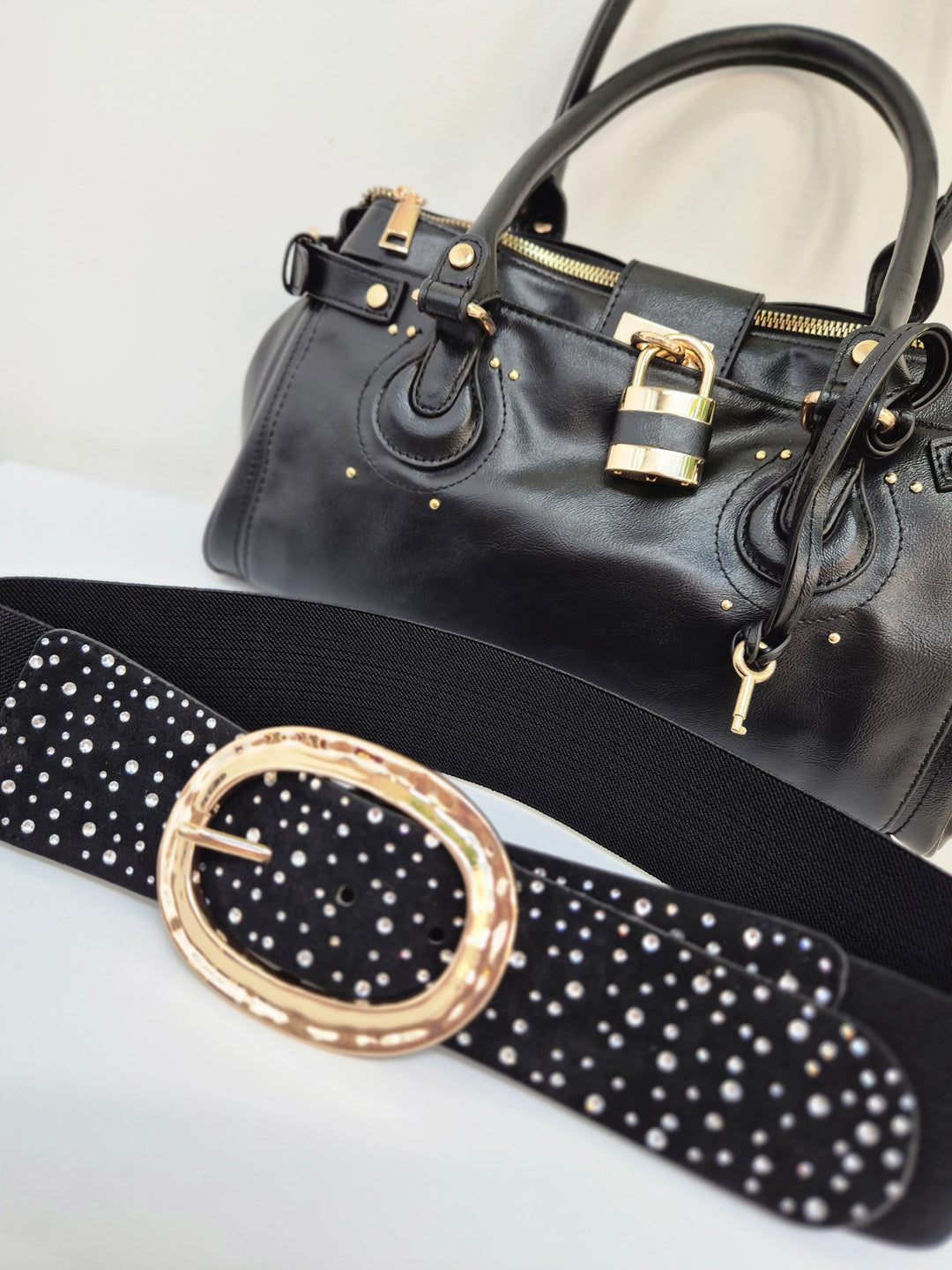 Stretchy Crystal Belt - Black - (One Size, fits from Size 8 to Size 16)