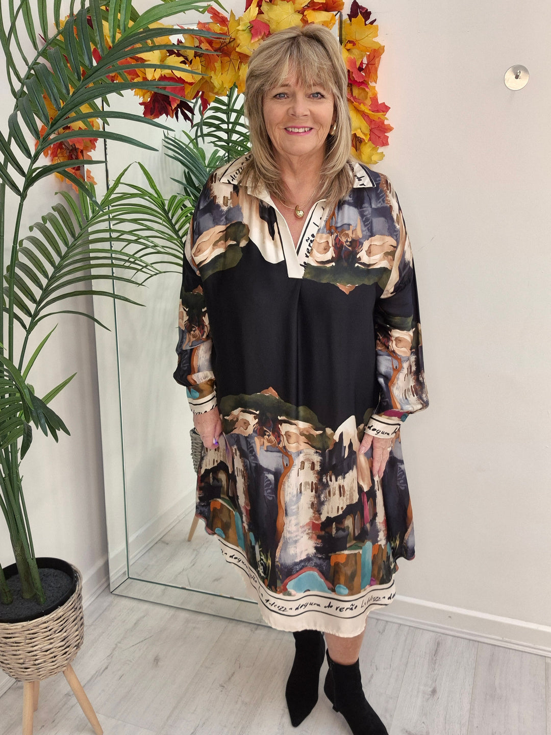 Amalfi Silk Dress - Black - (One Size - fitting from Size 14 to Size 20)