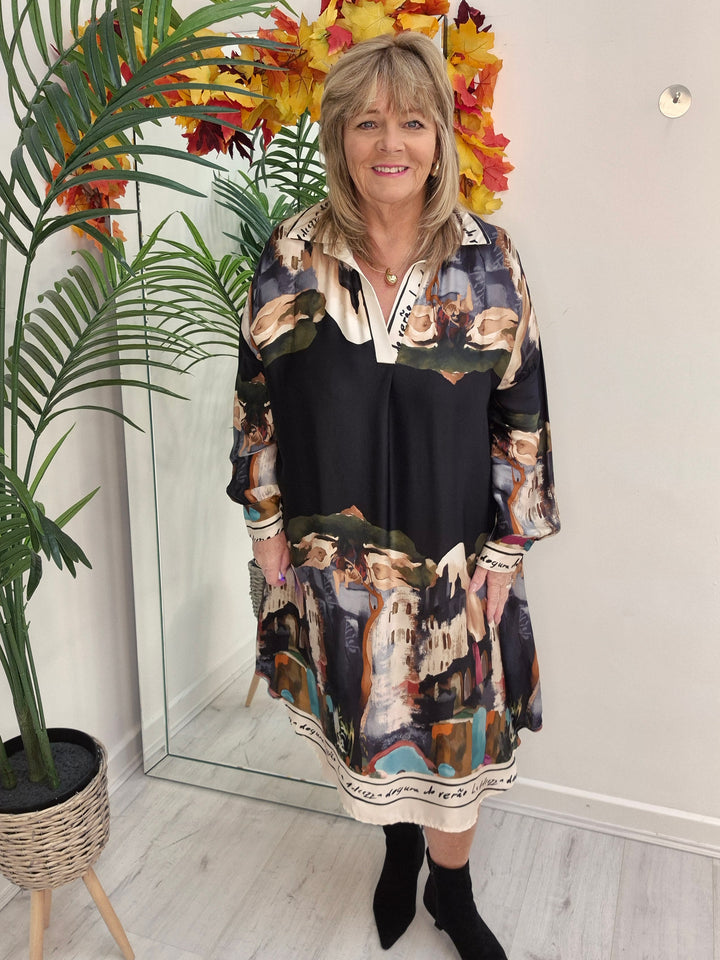 Amalfi Silk Dress - Black - (One Size - fitting from Size 14 to Size 20)