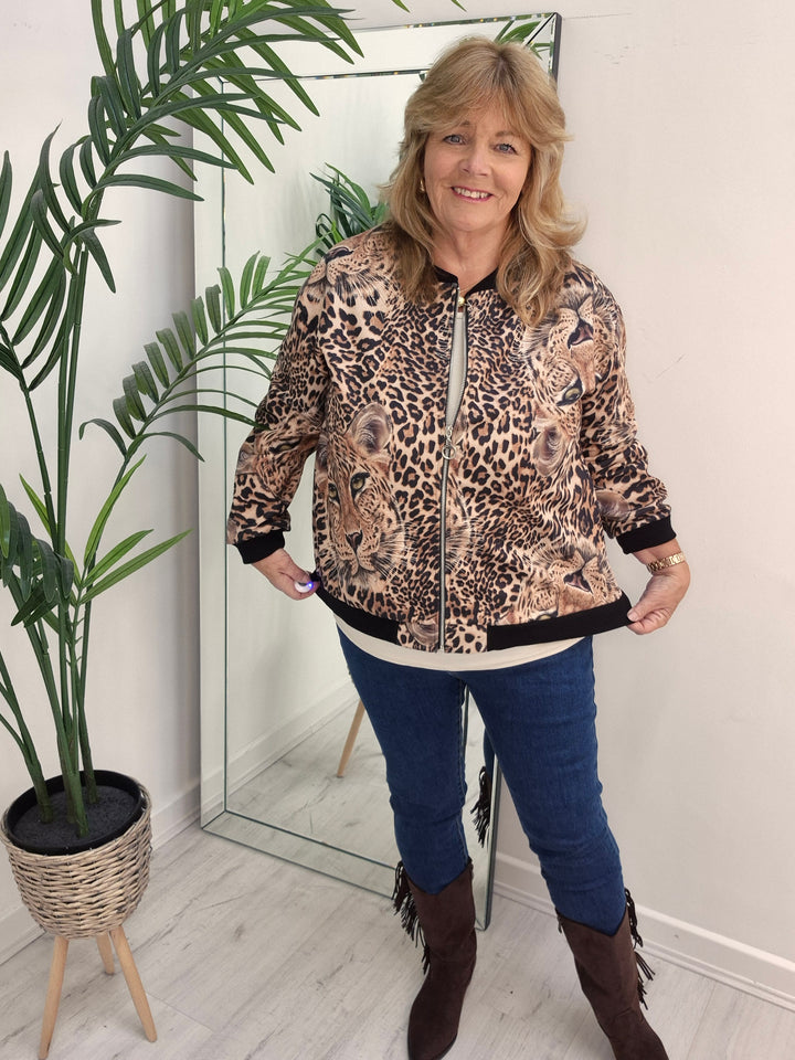 Diva Bomber Jacket - choose your Design (Oversized - fits 14 to Size 20) - Leopard Print