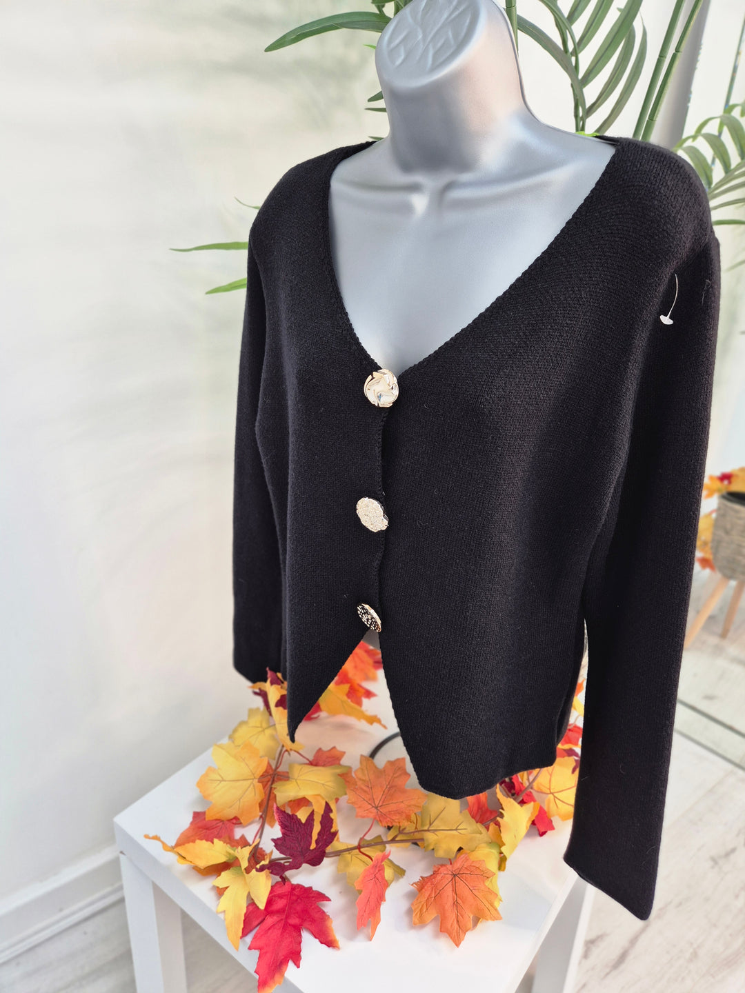 Brooke Buttoned Cardigan - Black (One Size)