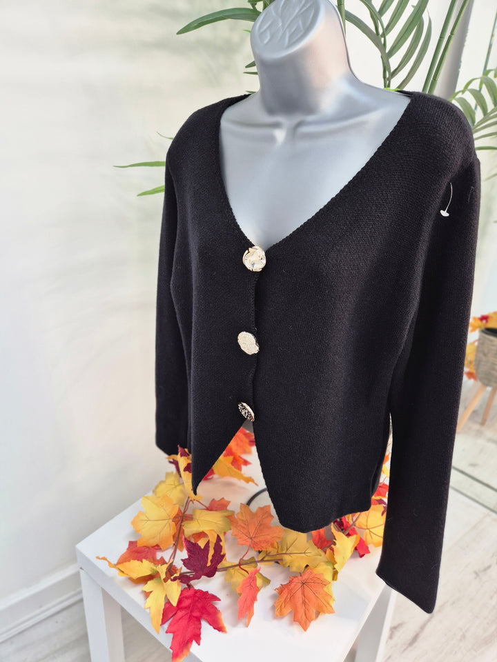 Brooke Buttoned Cardigan - Black (One Size)