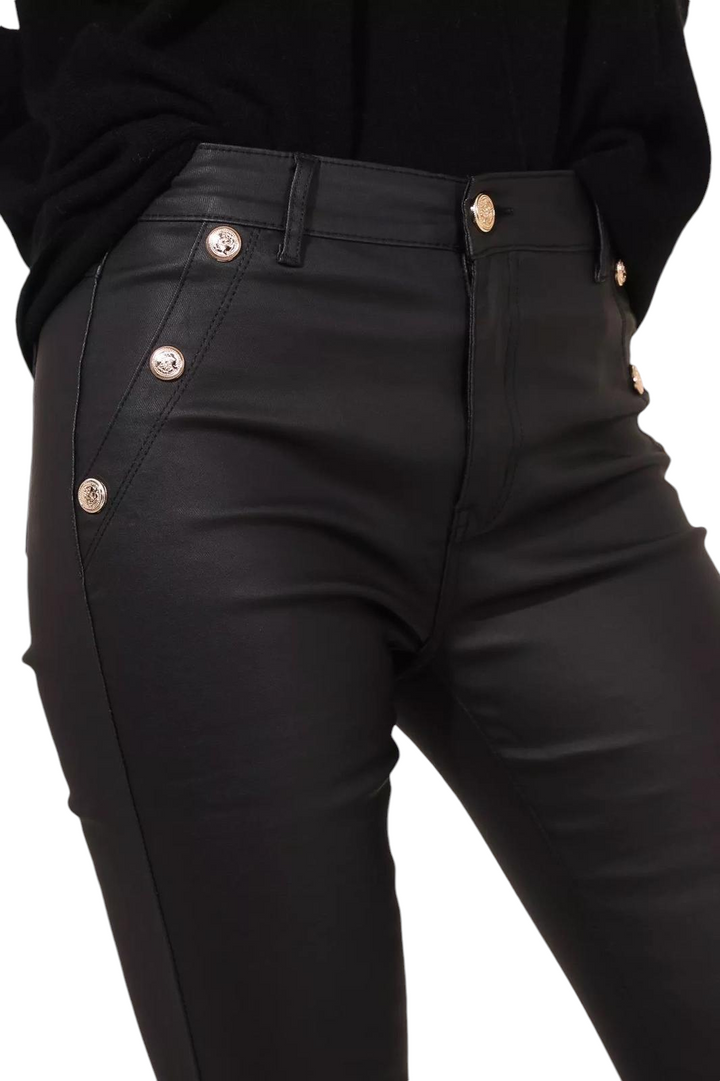 G Smack PU Coated Jeans with Baroque Buttons - Black (choose your Size)