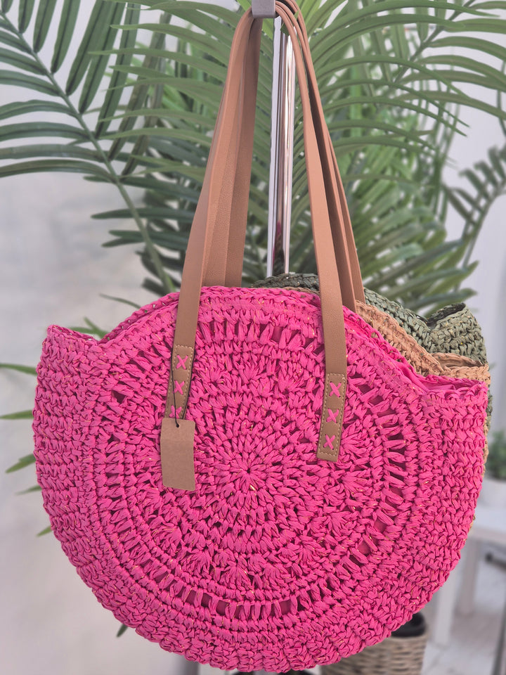 Crochet Raffia Beach Bag with Gold Metallic - (choose your Colour)