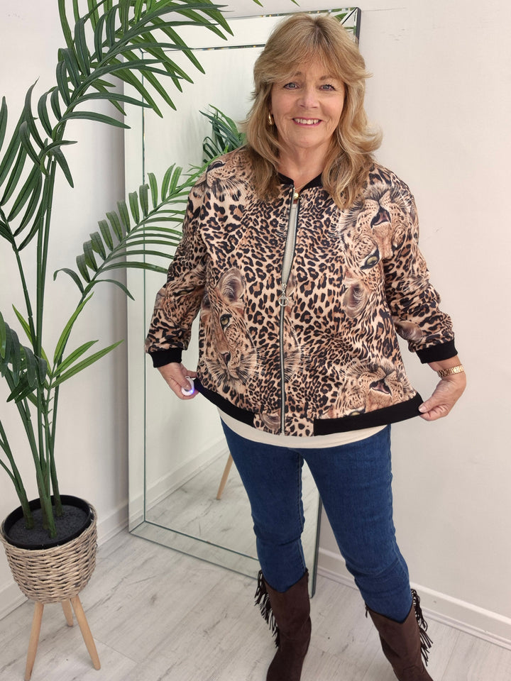 Diva Bomber Jacket - choose your Design (Oversized - fits 14 to Size 20) - Leopard Print
