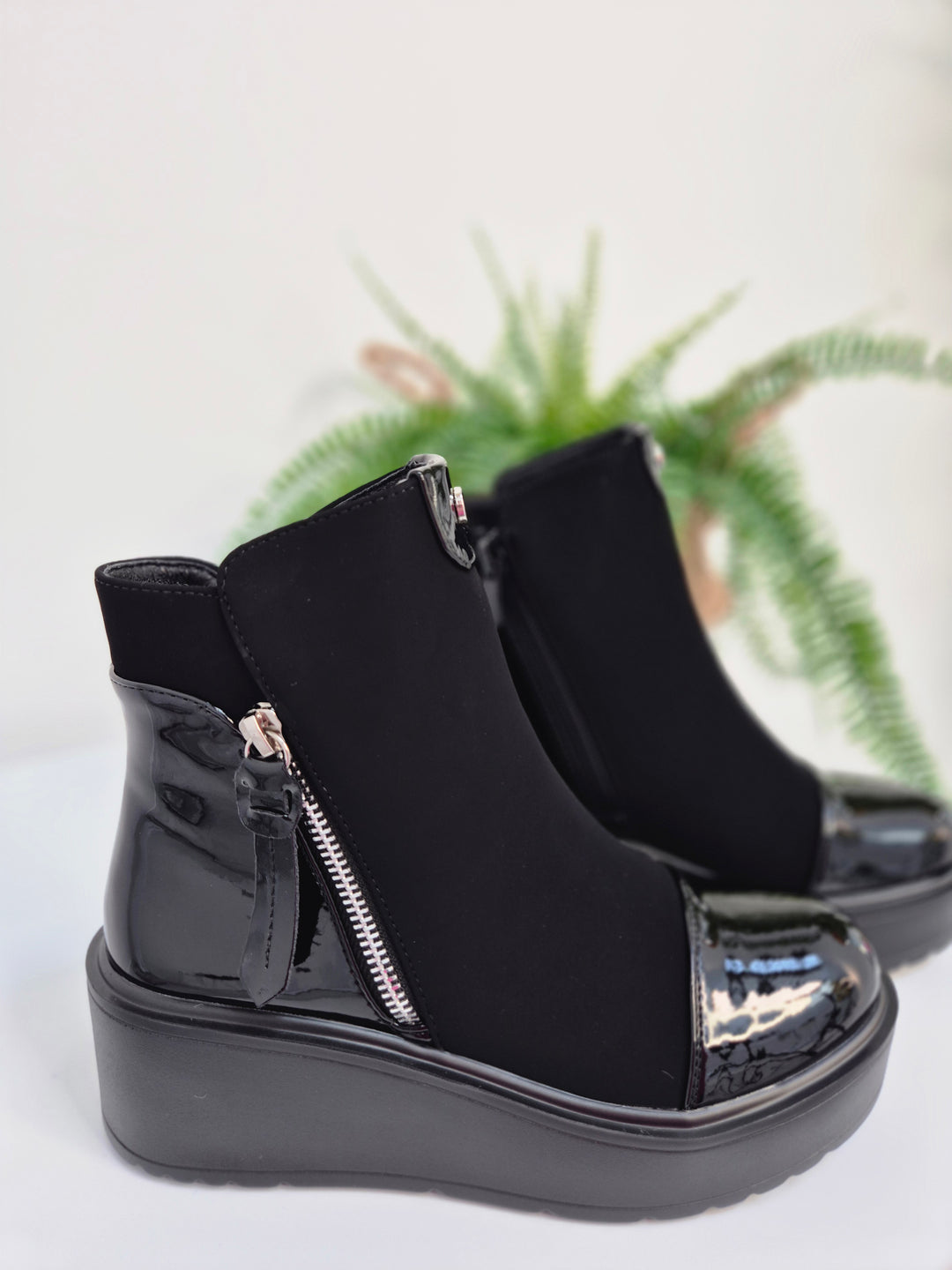 Chrissy Chunky Flatform Ankle Boots - Black (choose your Size)