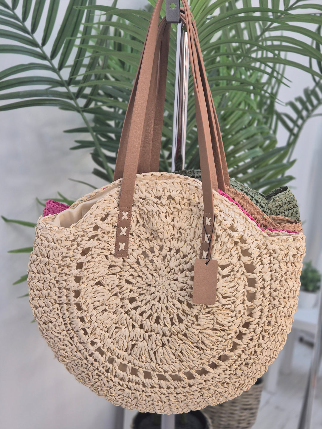 Crochet Raffia Beach Bag with Gold Metallic - (choose your Colour)