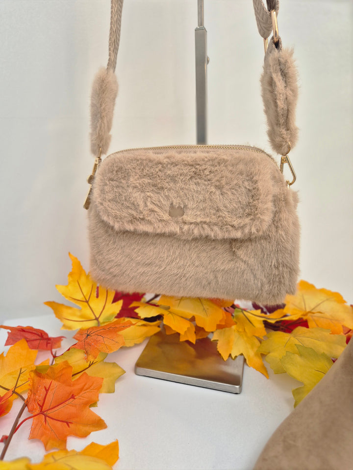 Oslo Faux Fur Bag - Beige